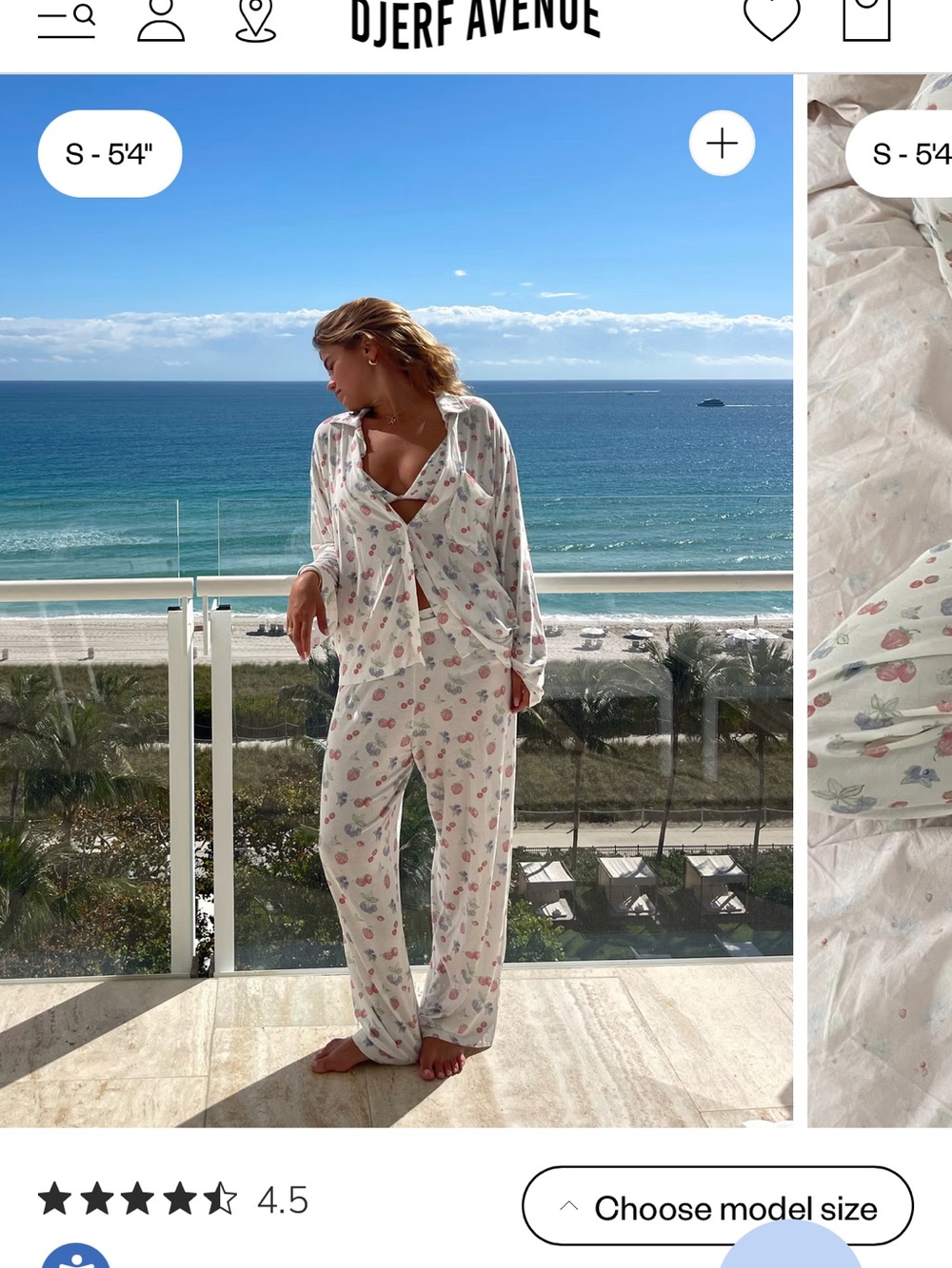 Djerf Avenue White Floral Cotton Pajama Top with Pink & Blue Motif - Picture 8 of 15